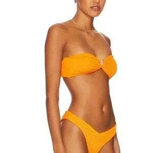 NWT WEWOREWHAT U Ring Bandeau Bikini in Carrot Orange Large